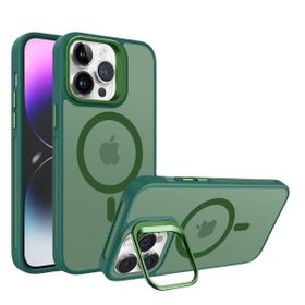 Piili iPhone 15 Pro Metal Bracket Magsafe Yeşil Mat Kılıf