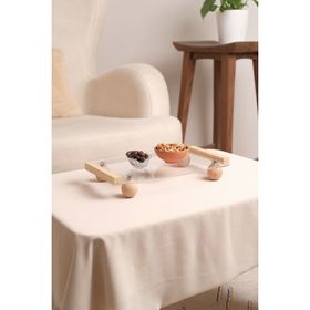 Pikas 005166 Ahşap Top Ayaklı Pleksi Şeffaf Dekoratif Tepsi