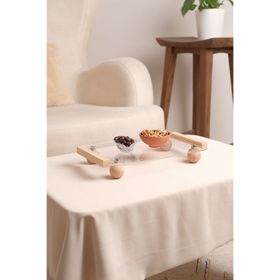 Pikas 005166 Ahşap Top Ayaklı Pleksi Şeffaf Dekoratif Tepsi