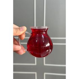 Pikas Keyfi Ala 210 ml 6'lı Borosilikat Cam Kulplu Çay Bardağı