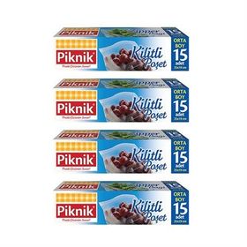 Piknik 1403 15'li X 4'lü Orta Boy Paket Kilitli Poşet