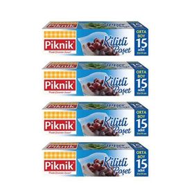 Piknik 1403 15'li X 4'lü Orta Boy Paket Kilitli Poşet