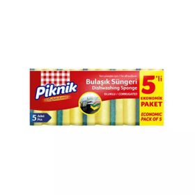 Piknik Düz Yeşil 5'li Bulaşık Süngeri