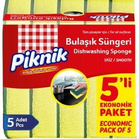 Piknik Düz Yeşil 5'li Bulaşık Süngeri