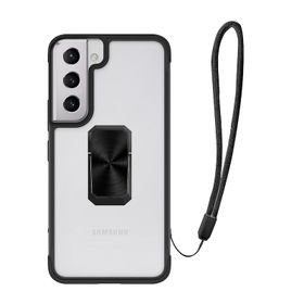 Pilanix Samsung Galaxy S22 Yüzüklü İpli Manyetik Şeffaf V Kılıf