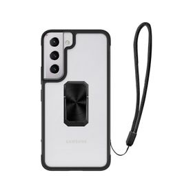 Pilanix Samsung Galaxy S22 Yüzüklü İpli Manyetik Şeffaf V Kılıf