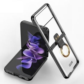 Pilanix Samsung Galaxy Z Flip 3 Yüzüklü Şeffaf Kipta Kapak Kılıf