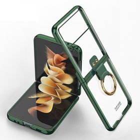 Pilanix Samsung Galaxy Z Flip 3 Yüzüklü Şeffaf Kipta Kapak Kılıf