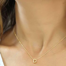 pilelistore 925 Ayar Gümüş 3 Boyutlu D Harf Kadın Gümüş Kolye