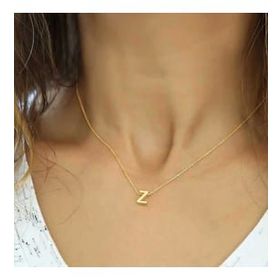 Pilelistore 925 Ayar Gümüş 3 Boyutlu Z Harf Gold Kadın Gümüş Kolye