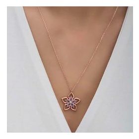 Pilelistore 925 Ayar Gümüş Çiçek Kadın Gümüş Kolye