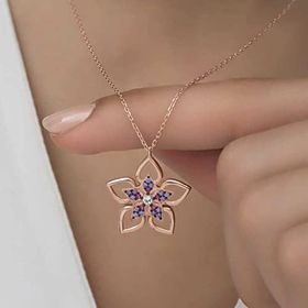 Pilelistore 925 Ayar Gümüş Çiçek Kadın Gümüş Kolye
