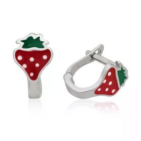 Pilelistore 925 Ayar Gümüş Çilek Çocuk Küpesi