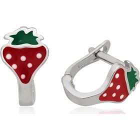 Pilelistore 925 Ayar Gümüş Çilek Çocuk Küpesi