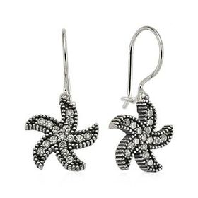 Pilelistore 925 Ayar Gümüş Deniz Yıldızı Sallantılı Küpe