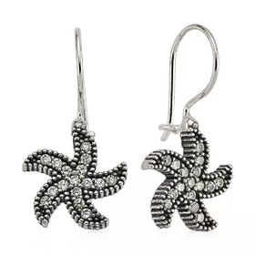 Pilelistore 925 Ayar Gümüş Deniz Yıldızı Sallantılı Küpe