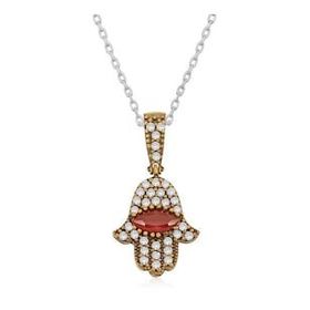 pilelistore 925 Ayar Gümüş Fatma Eli Otantik Kadın Gümüş Kolye