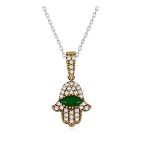 pilelistore 925 Ayar Gümüş Fatma Eli Otantik Kadın Gümüş Kolye