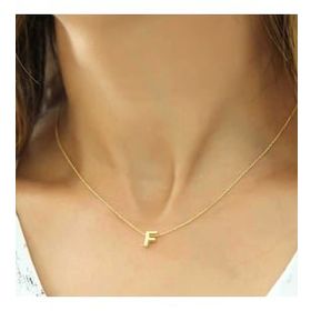 Pilelistore 925 Ayar Gümüş Gold 3 Boyutlu F Harf Kadın Gümüş Kolye
