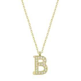 pilelistore 925 Ayar Gümüş Gold B Harfi Kadın Gümüş Kolye
