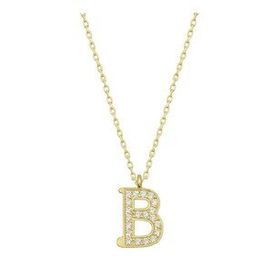 pilelistore 925 Ayar Gümüş Gold B Harfi Kadın Gümüş Kolye