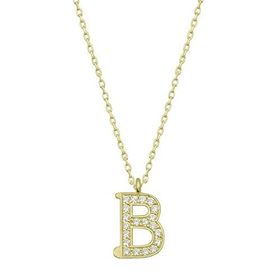 pilelistore 925 Ayar Gümüş Gold B Harfi Kadın Gümüş Kolye