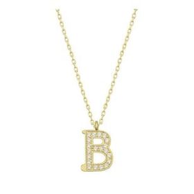 pilelistore 925 Ayar Gümüş Gold B Harfi Kadın Gümüş Kolye