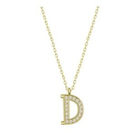 pilelistore 925 Ayar Gümüş Gold D Harfi Kadın Gümüş Kolye