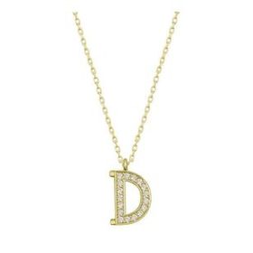pilelistore 925 Ayar Gümüş Gold D Harfi Kadın Gümüş Kolye