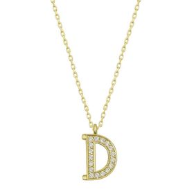 pilelistore 925 Ayar Gümüş Gold D Harfi Kadın Gümüş Kolye