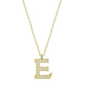 pilelistore 925 Ayar Gümüş Gold E Harfi Kadın Gümüş Kolye