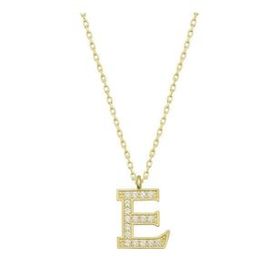pilelistore 925 Ayar Gümüş Gold E Harfi Kadın Gümüş Kolye