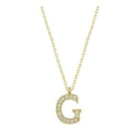 pilelistore 925 Ayar Gümüş Gold G Harfi Kadın Gümüş Kolye