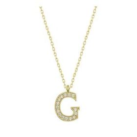 pilelistore 925 Ayar Gümüş Gold G Harfi Kadın Gümüş Kolye