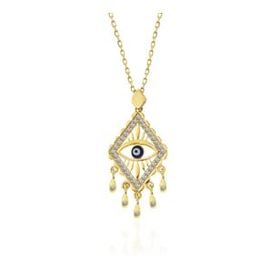 Pilelistore 925 Ayar Gümüş Gold Nazarlı Göz Kadın Kolye