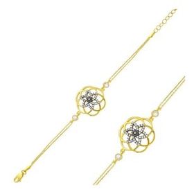 Pilelistore 925 Ayar Gümüş Gold Sarı Yaşam Çiçeği Bileklik