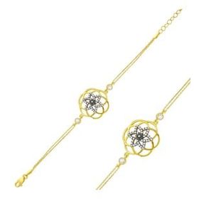 Pilelistore 925 Ayar Gümüş Gold Sarı Yaşam Çiçeği Bileklik
