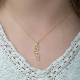 pilelistore 925 Ayar Gümüş Gold Sarmaşık Kadın Gümüş Kolye