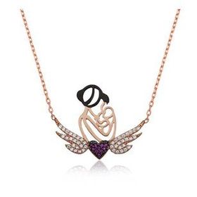 pilelistore 925 Ayar Gümüş Kalpli Anne ve Çocuk Gümüş Kolye