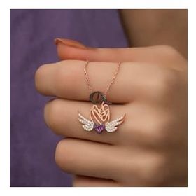 pilelistore 925 Ayar Gümüş Kalpli Anne ve Çocuk Gümüş Kolye