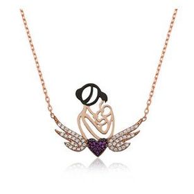 pilelistore 925 Ayar Gümüş Kalpli Anne ve Çocuk Gümüş Kolye