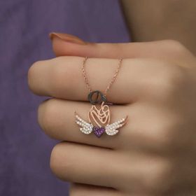 pilelistore 925 Ayar Gümüş Kalpli Anne ve Çocuk Gümüş Kolye