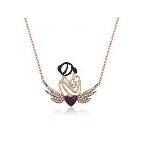 pilelistore 925 Ayar Gümüş Kalpli Anne ve Çocuk Gümüş Kolye