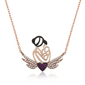 pilelistore 925 Ayar Gümüş Kalpli Anne ve Çocuk Gümüş Kolye