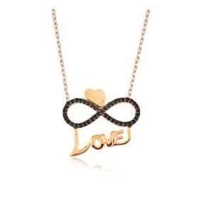pilelistore 925 Ayar Gümüş Kalpli Sonsuzluk Love Kadın Gümüş Kolye