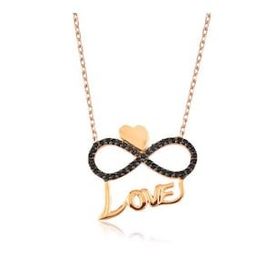 pilelistore 925 Ayar Gümüş Kalpli Sonsuzluk Love Kadın Gümüş Kolye