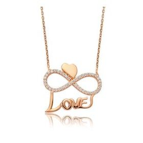 pilelistore 925 Ayar Gümüş Kalpli Sonsuzluk Love Kadın Gümüş Kolye