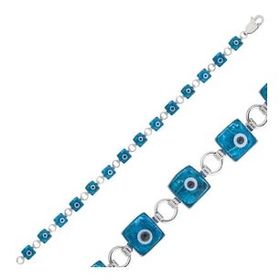 Pilelistore 925 Ayar Gümüş Kare Nazar Bileklik