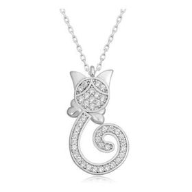 pilelistore 925 Ayar Gümüş Kedi Kadın Gümüş Kolye