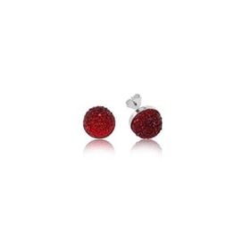 Pilelistore 925 Ayar Gümüş Kırmızı Çivili Küpe